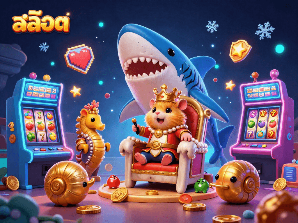 Spin the colorful สล็อต slot machine with an adorable hamster king for thrilling casino fun.