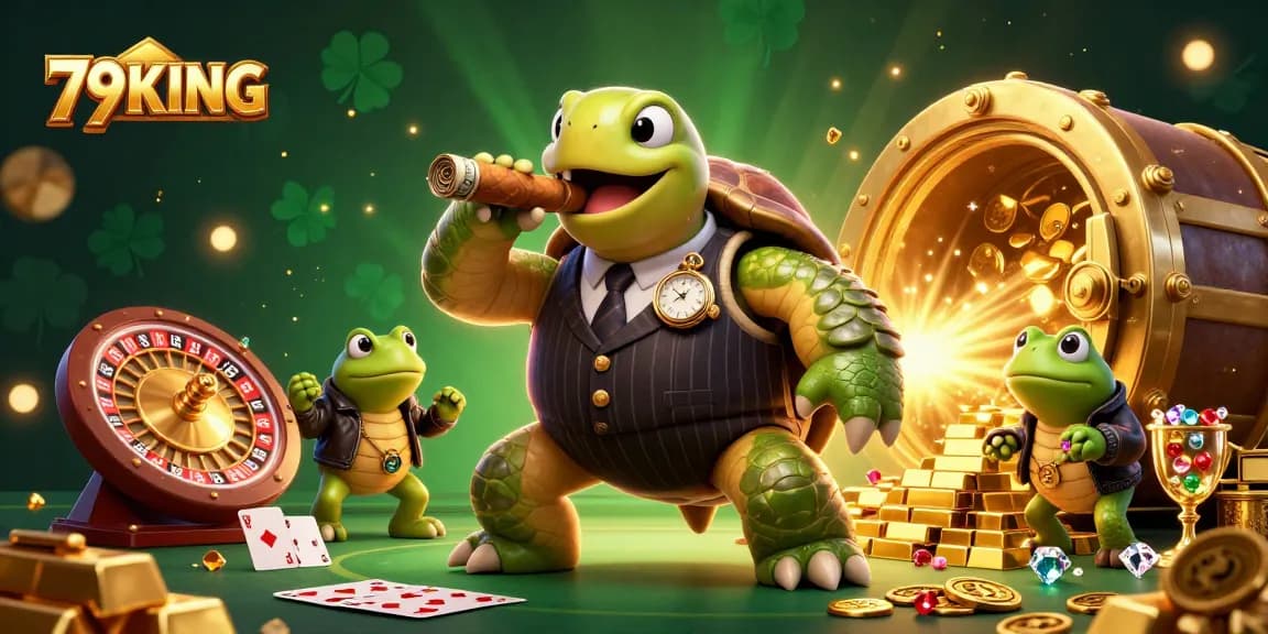 Experience thrilling live casino action with 79KING featuring an engaging snapping turtle and bullfrog enforcers.