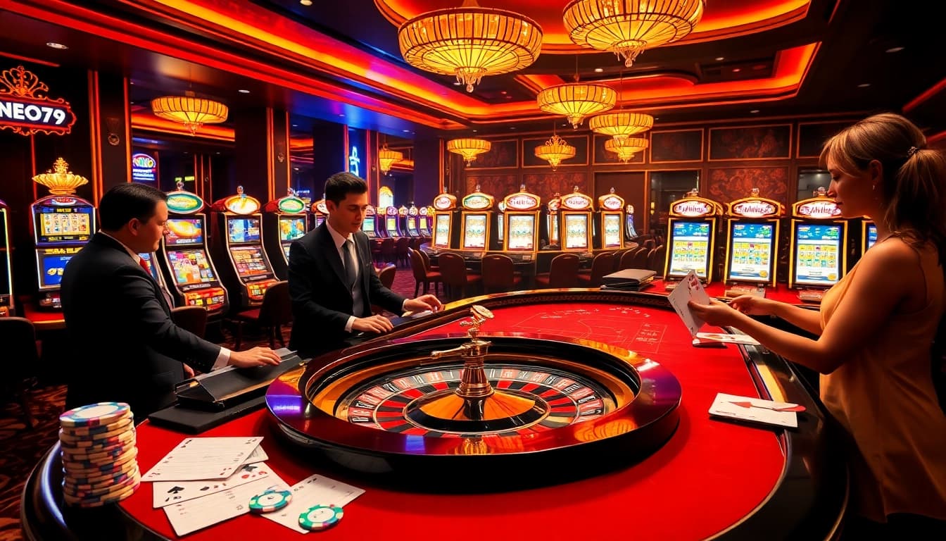 Experience the excitement at NEO79 casino with engaging tables and lively gaming atmosphere.