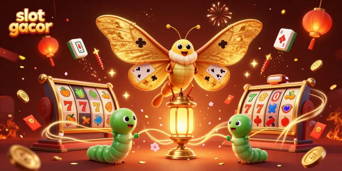 Menang besar dengan slot gacor: ilustrasi 3D menarik dari permainan kasino yang penuh warna.
