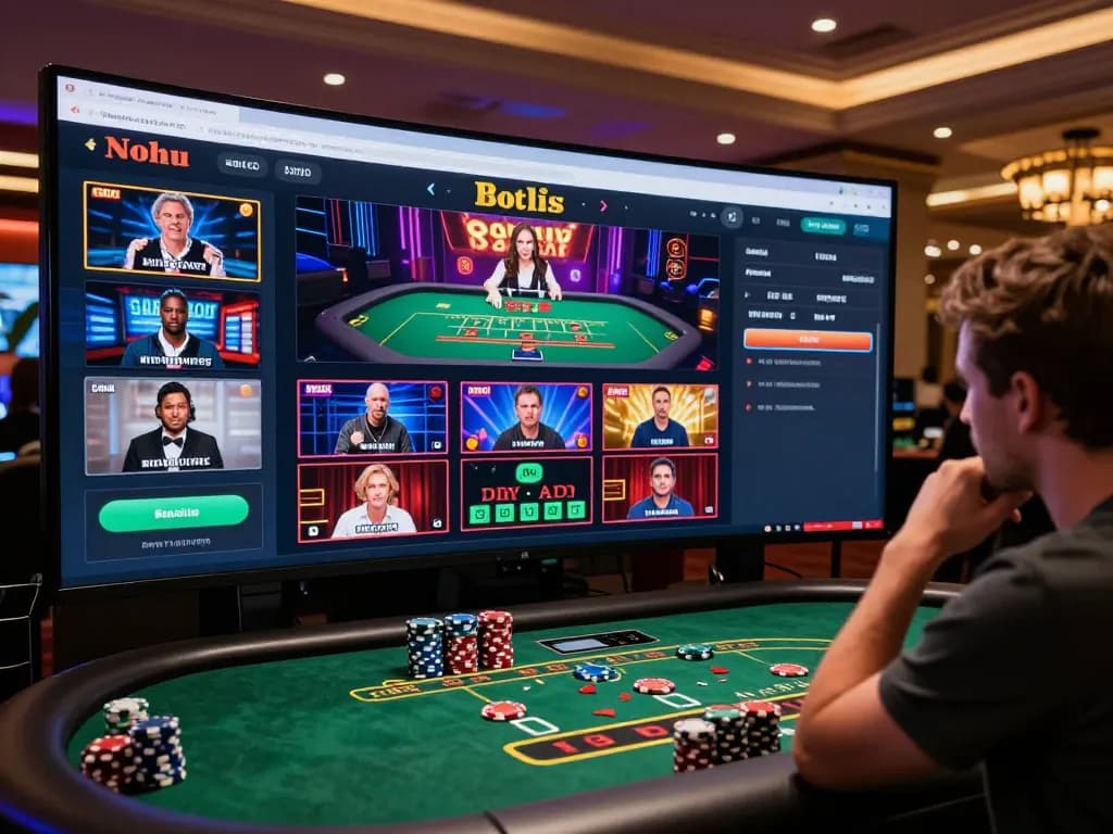 Nohu online casino players engaging in live dealer blackjack action, vibrant gaming atmosphere