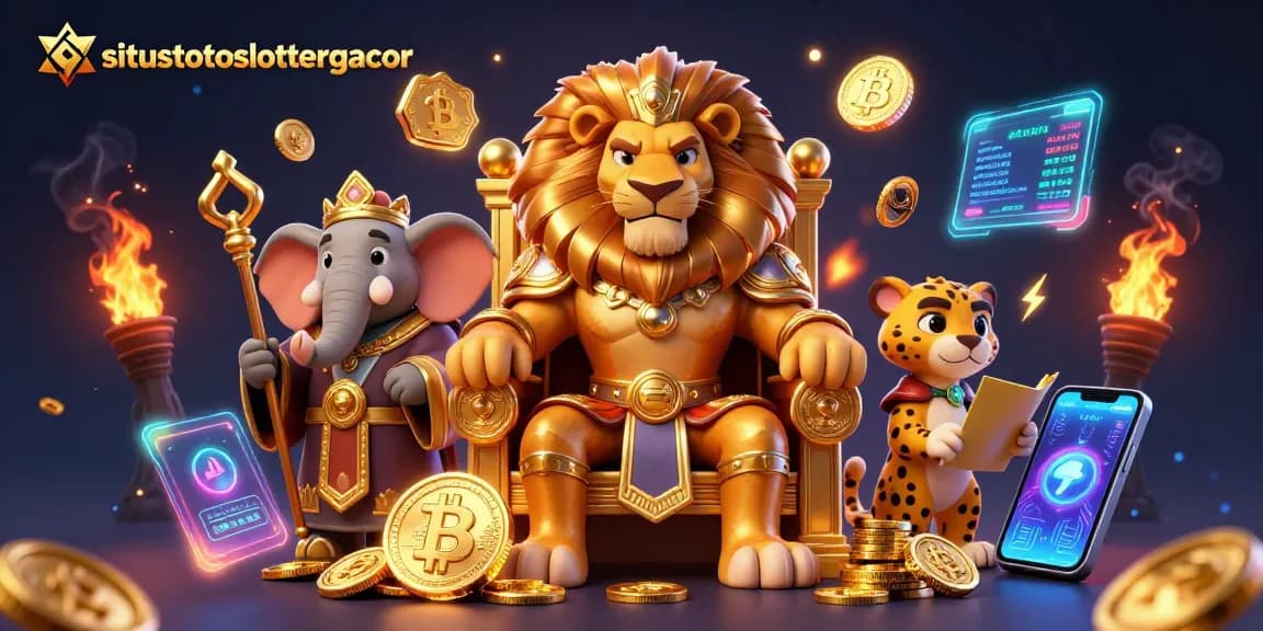Engage with situstotoslottergacor in this vibrant 3D casino scene featuring iconic characters and crypto elements.