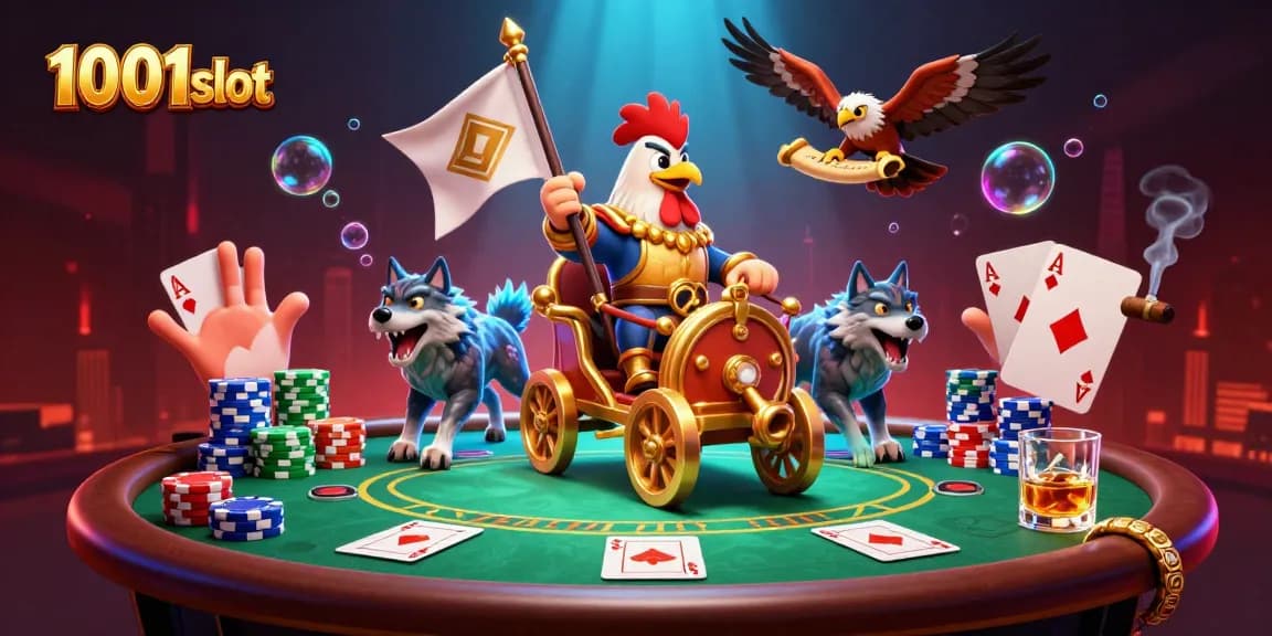 Experience thrilling gameplay at 1001slot with vibrant poker tables and engaging characters.