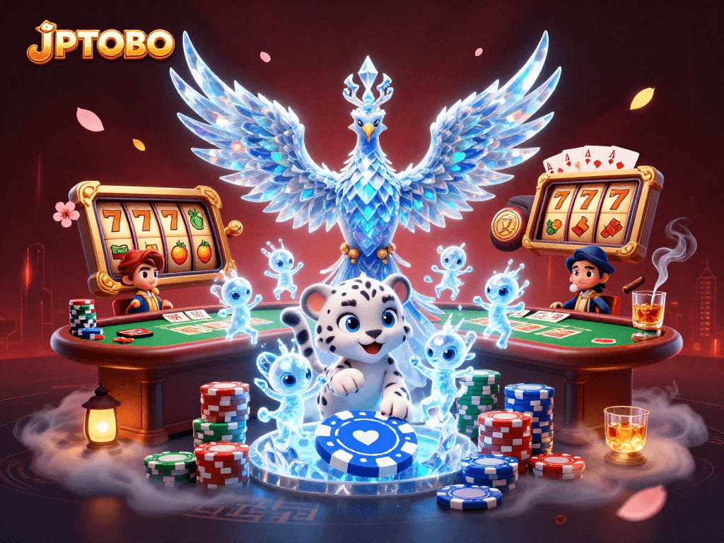 Engage in the thrilling world of JPTOTO with a vibrant 3D illustration showcasing interactive casino elements.