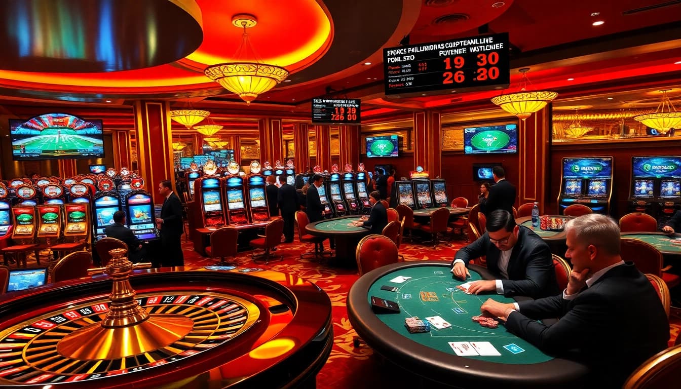 Bongdalu-themed casino scene showcasing intense poker gameplay with luxurious decor.