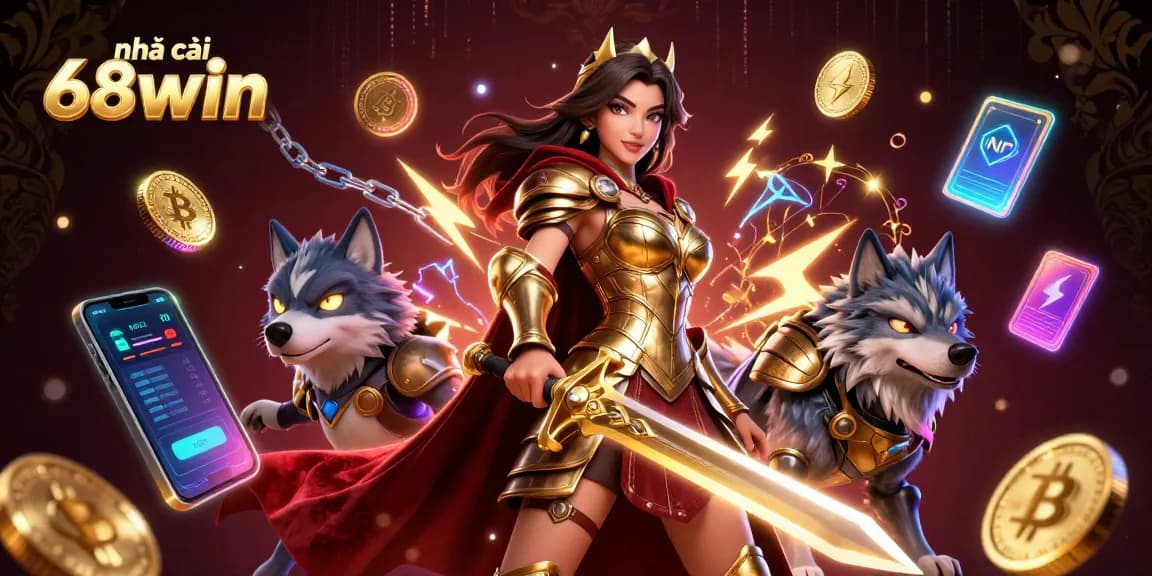 Experience exciting gaming at nhà cái 68win with vibrant 3D characters and crypto elements showcasing colorful casino elements.