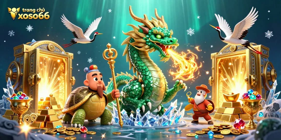 Experience thrilling moments on the trang chủ xoso66 with a magical scene of the jade dragon and casino treasures.