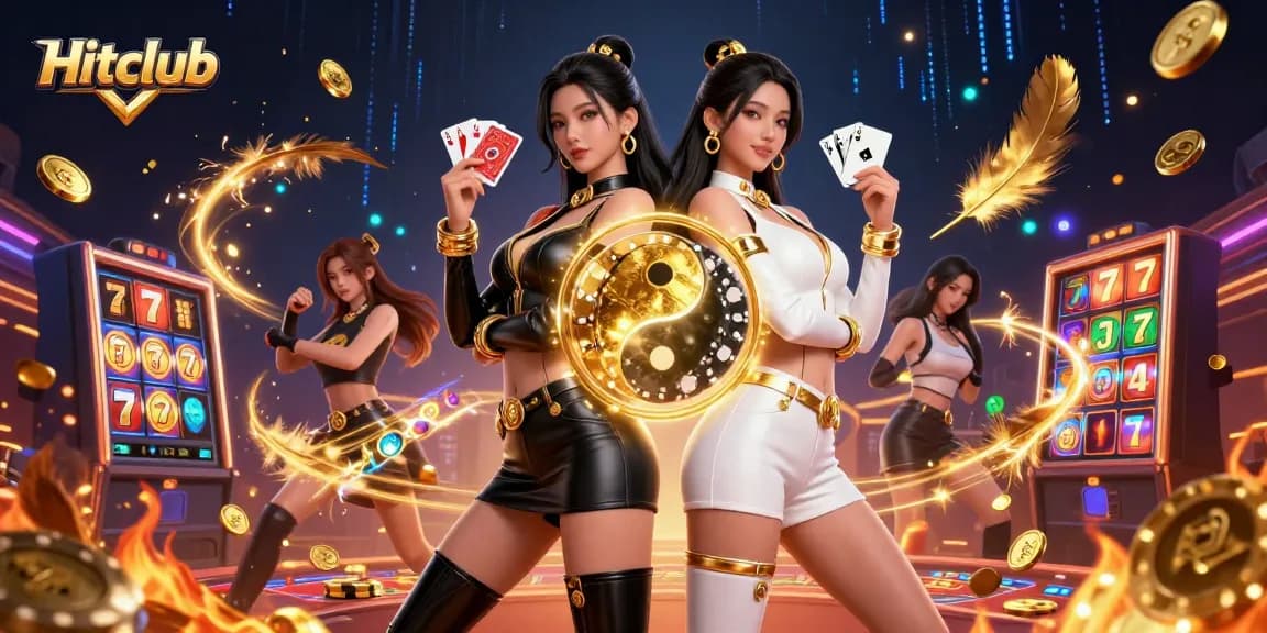 Join the Hitclub with vibrant gambling scenes featuring dual players in a casino atmosphere.