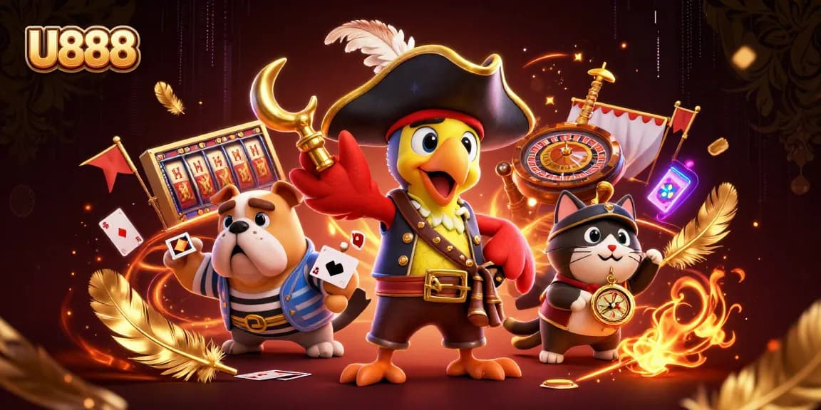 Engage with U888's vibrant casino atmosphere featuring dynamic gaming elements and engaging characters.