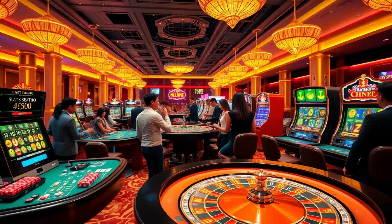 Engaging view of rikvip đăng nhập showcasing vibrant casino atmosphere with dynamic gaming elements.