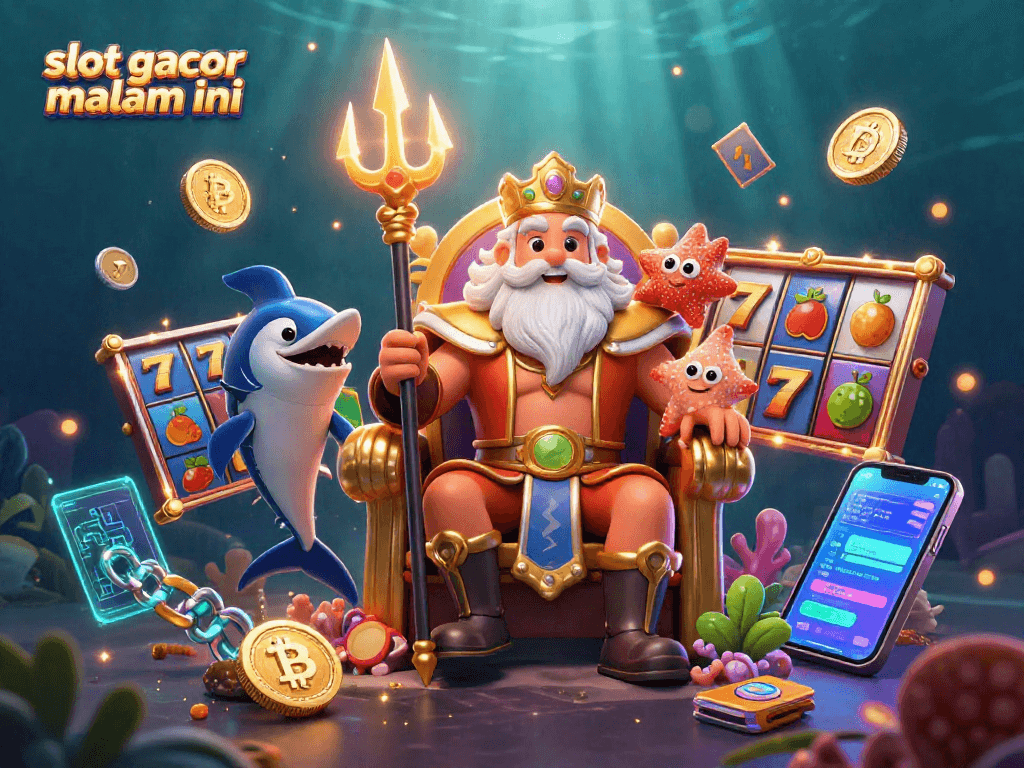 Menangkan slot gacor malam ini dengan ilustrasi 3D menakjubkan raja lautan dan simbol permainan
