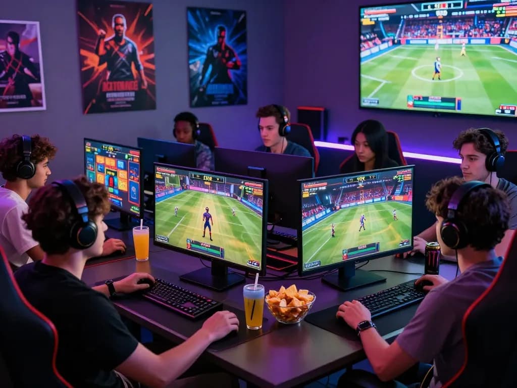 Exciting online gaming experience with friends, showcasing uu88 in action with vibrant visuals and immersive setup.