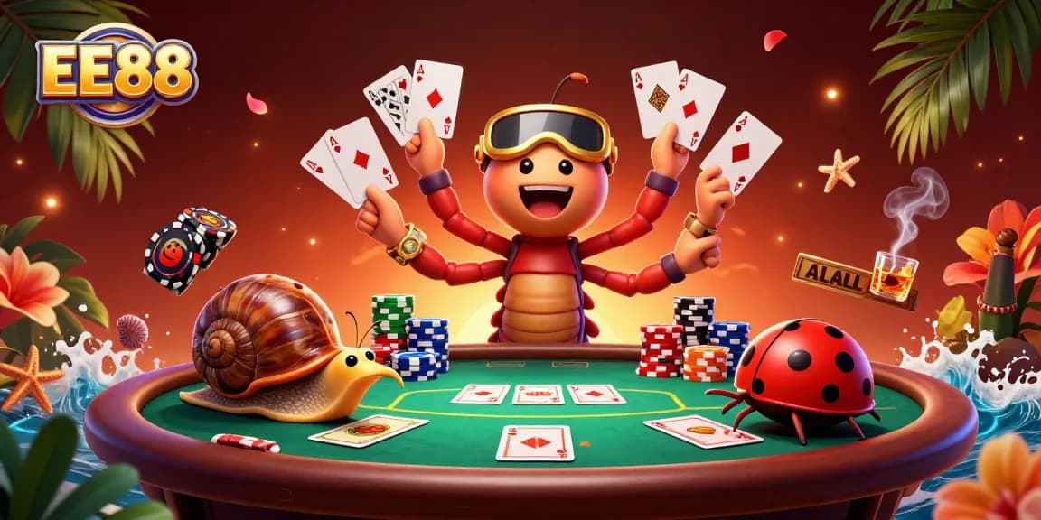 Experience the thrill of EE88 as a millipede dealer and high-roller snail bring the casino to life.