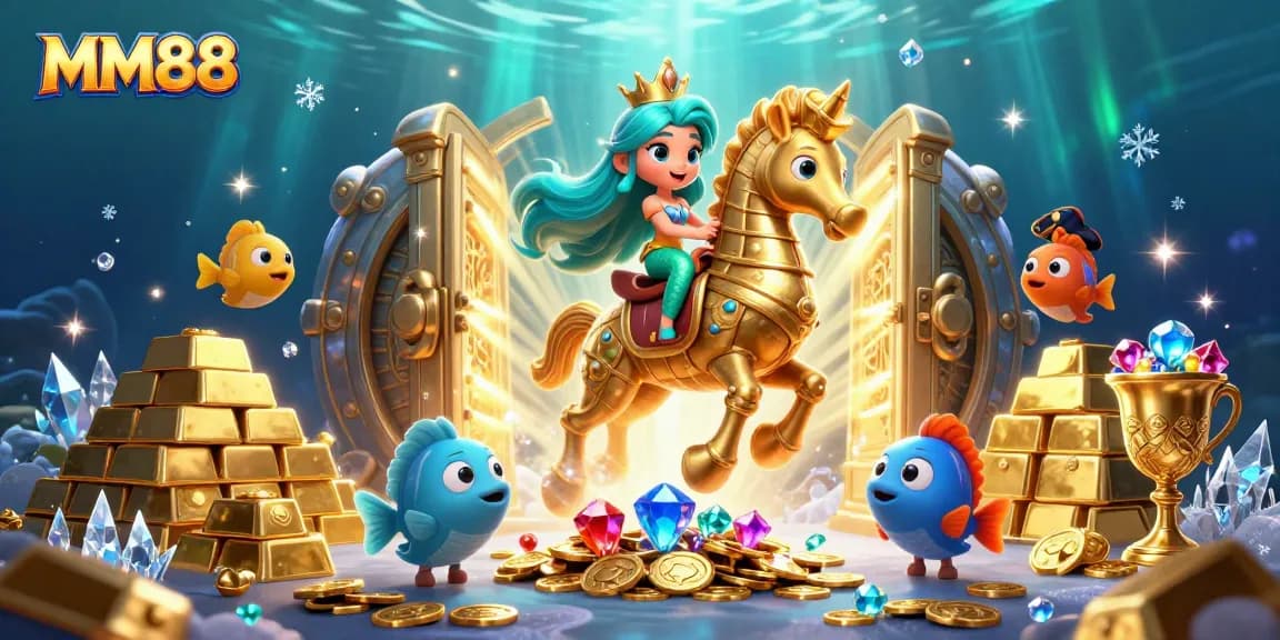 Experience the thrill of MM88's underwater casino adventure with vibrant mermaids and treasures.
