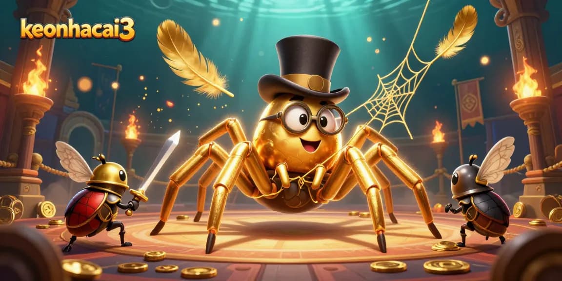 Engage with keonhacai3's vibrant casino scene featuring a gold tarantula and beetle knight.
