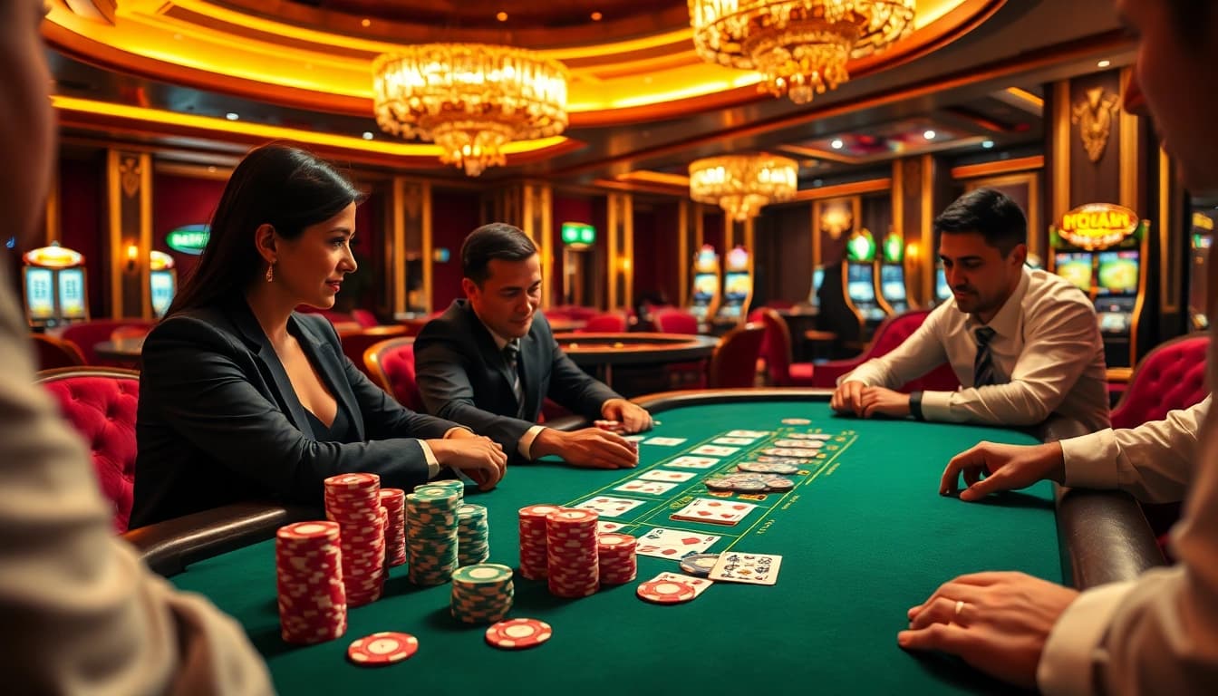 Hitclub poker table with players betting in an exciting casino atmosphere.