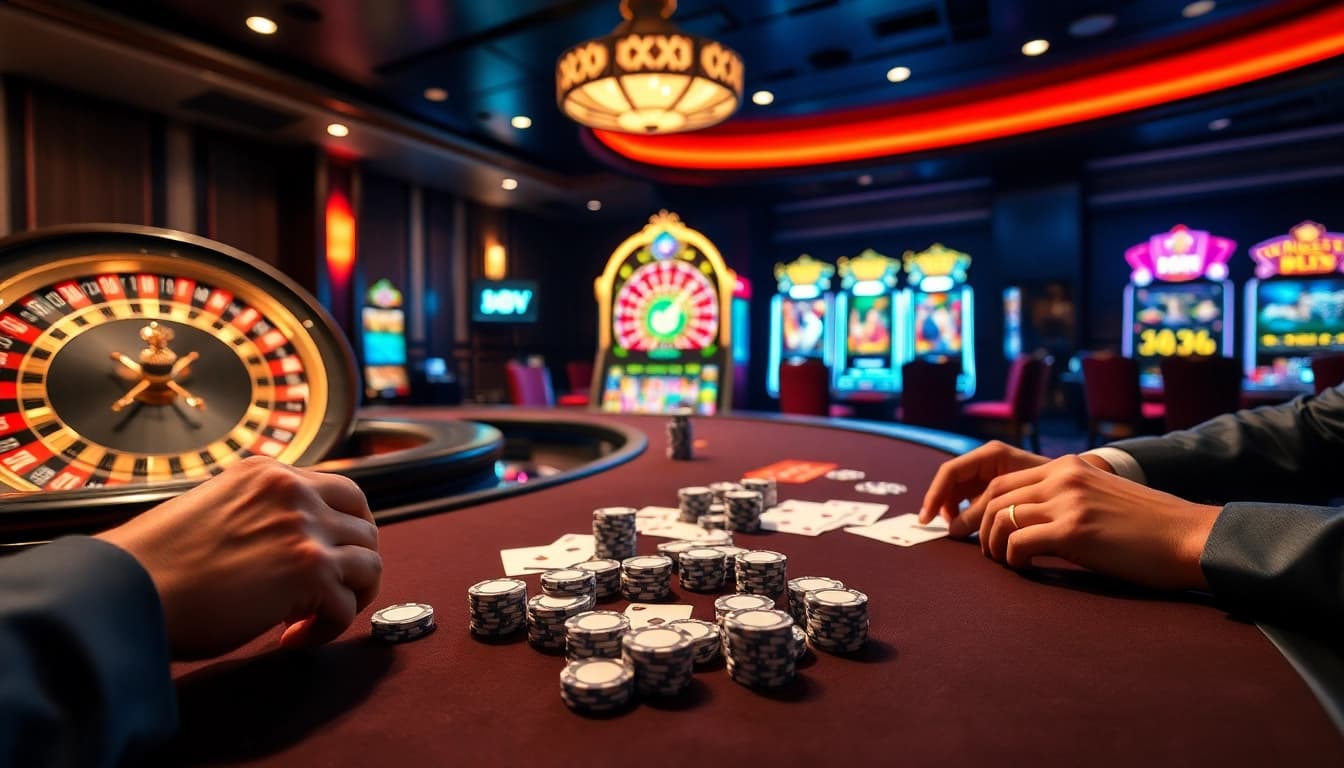 Experience high-stakes excitement with 88vv at a luxurious casino table.