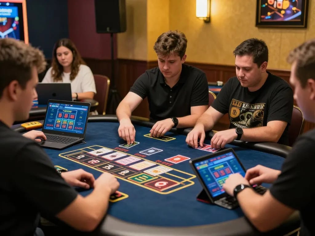 Engaging live dealer game highlighting situs gacor in a modern online casino setup, featuring players focused on their screens