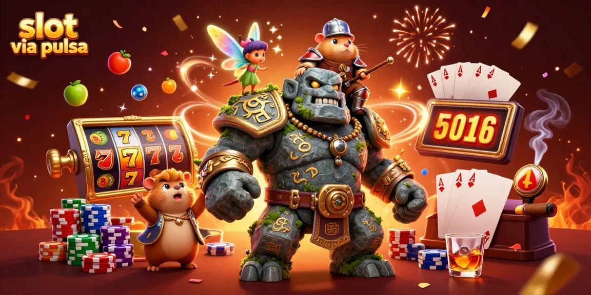 Play exciting slots via pulsa with golden golems and magical characters at your online casino!
