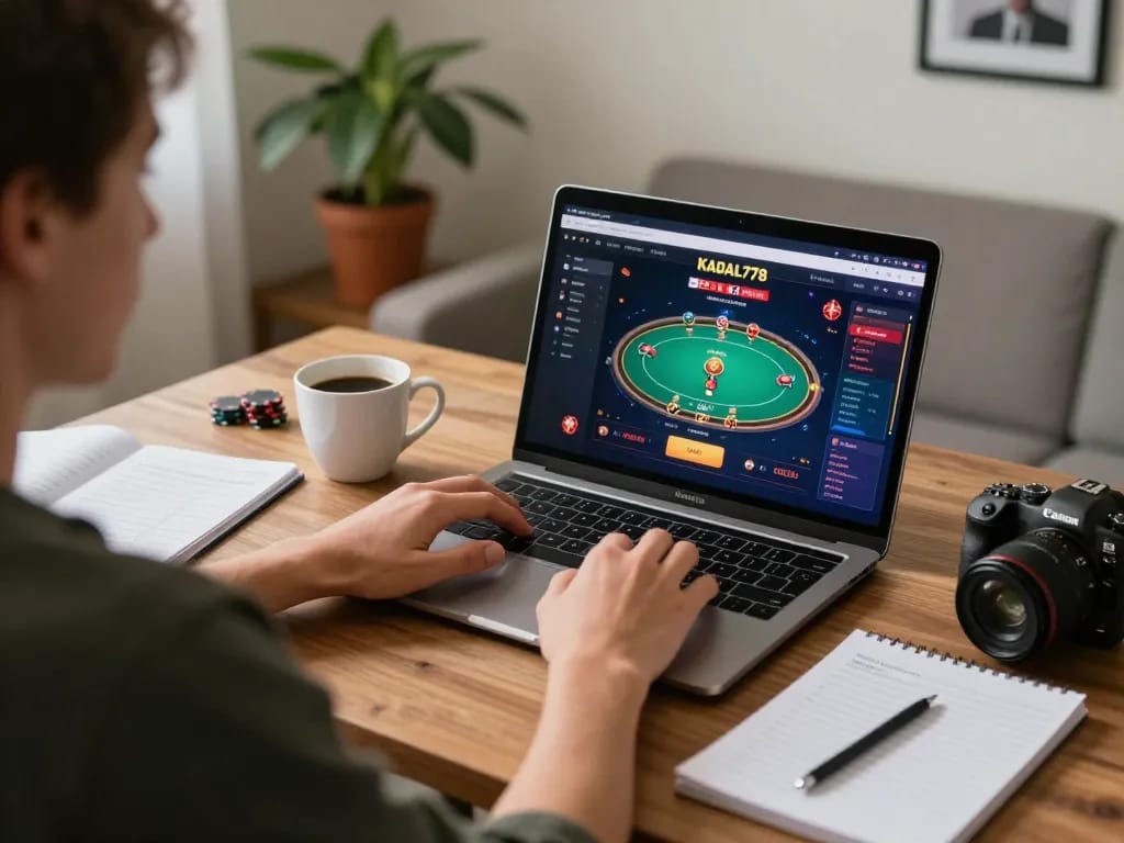 KADAL778 gaming in action with player focused on online poker setup at home