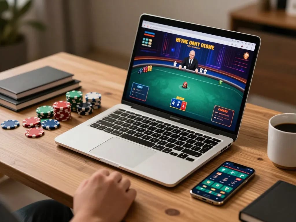 Experience intense gameplay at 7-hd with a live online poker session.