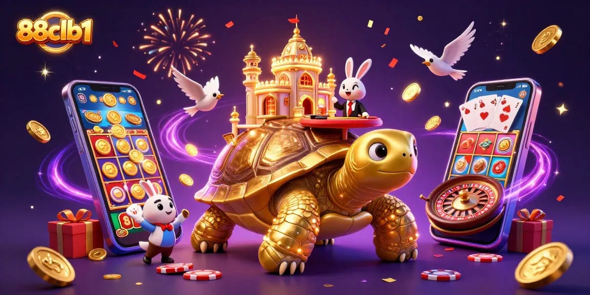Win big at 88clb1 with exciting casino action featuring a tortoise casino and playful dealer.
