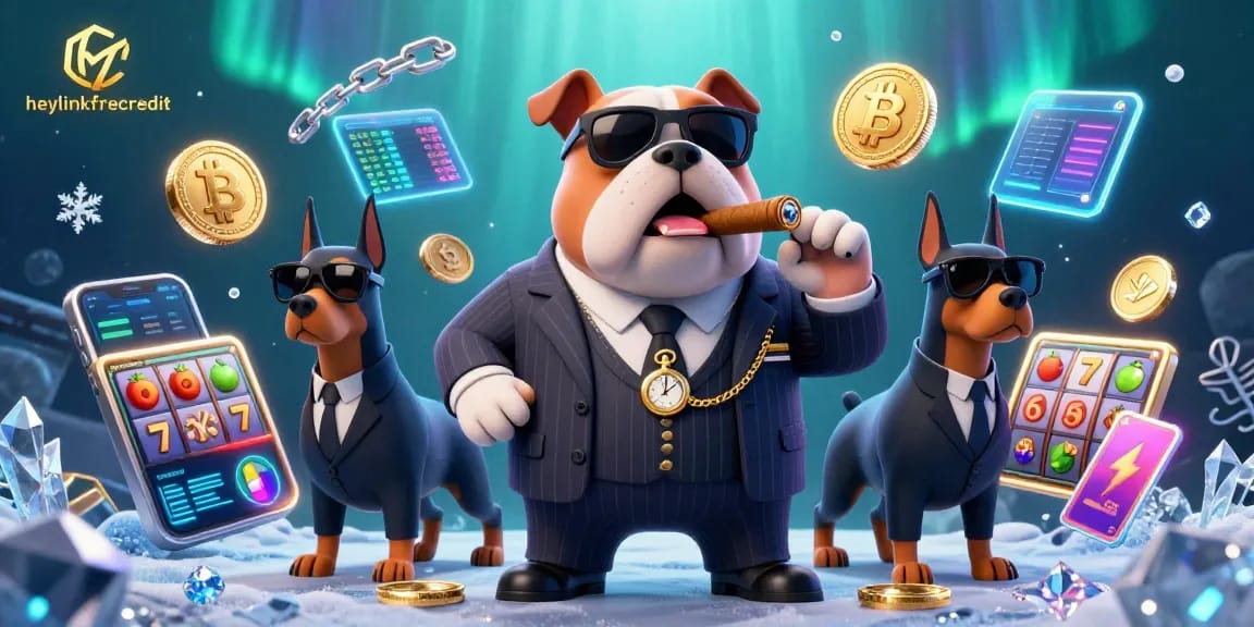 Engage with heylinkfreecredit through vibrant casino gameplay featuring mafia characters and crypto elements.