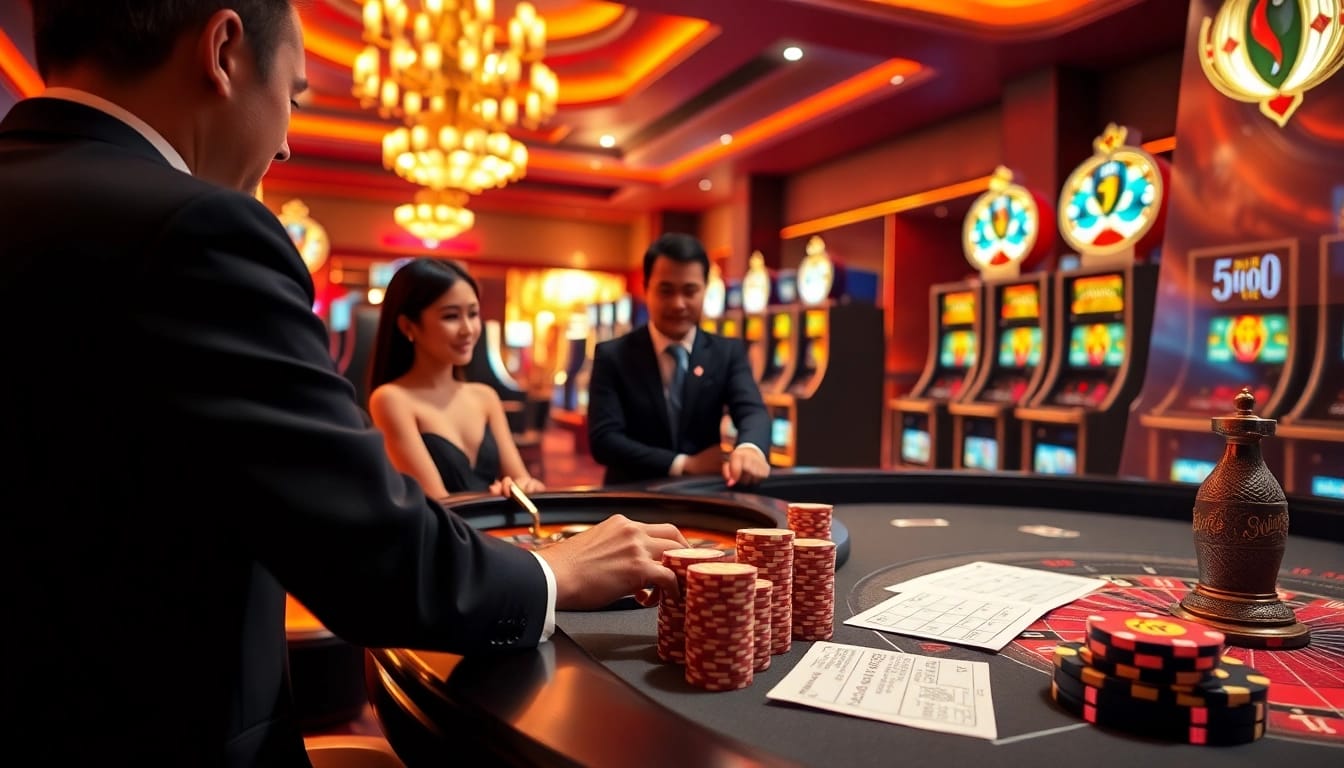 Lô Đề Trực Tuyến: Engaging in online lottery with stylish casino visuals.