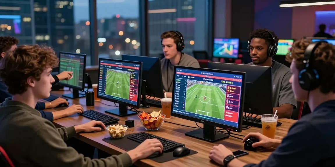 Enthusiastic bettors engaging with online gaming at https://open88c.com/ showcasing diverse sports options and vibrant graphics in an exciting atmosphere.