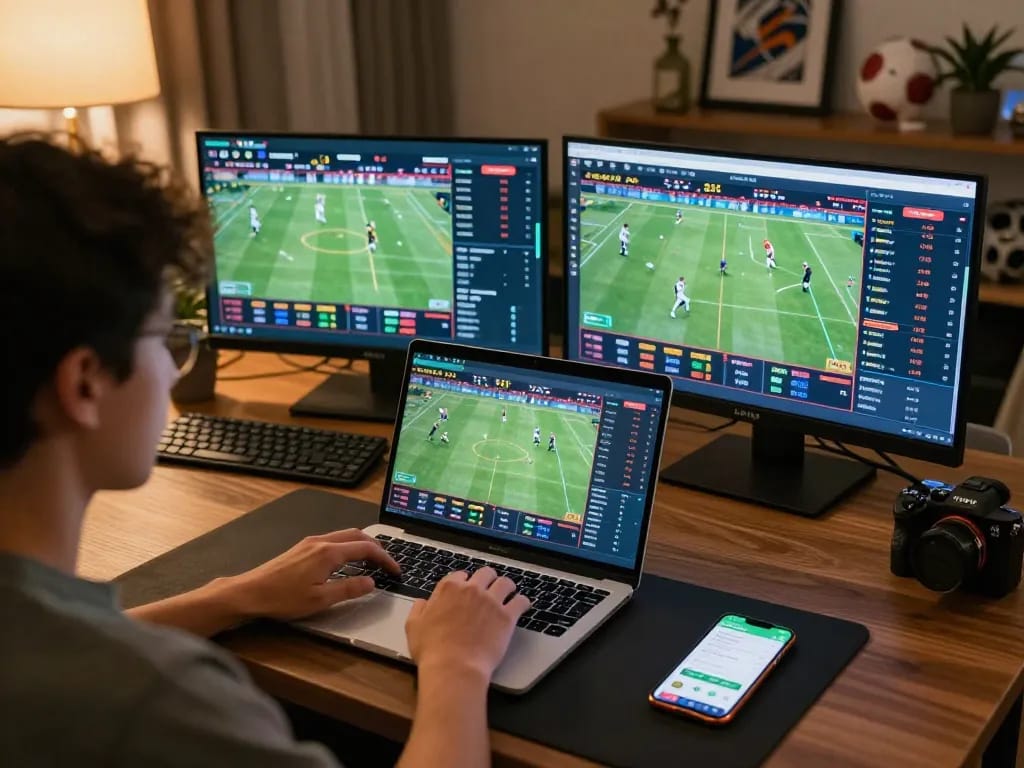 Soi Kèo – Engaging online sports betting setup with live match statistics and betting interface