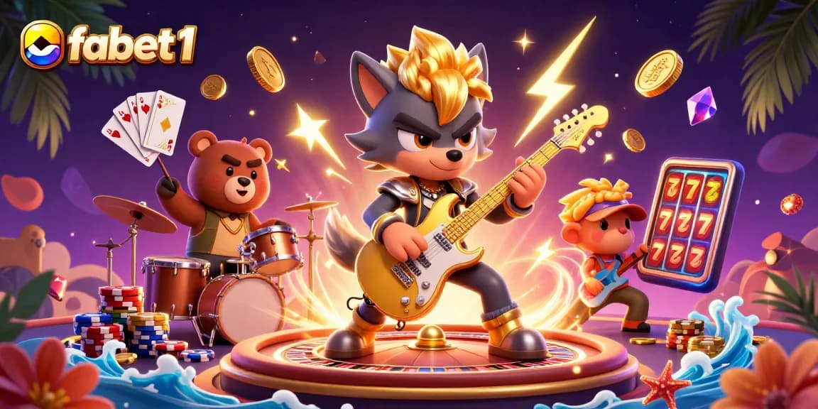 Experience fabet1's thrilling casino atmosphere with vibrant characters and dynamic slot action.