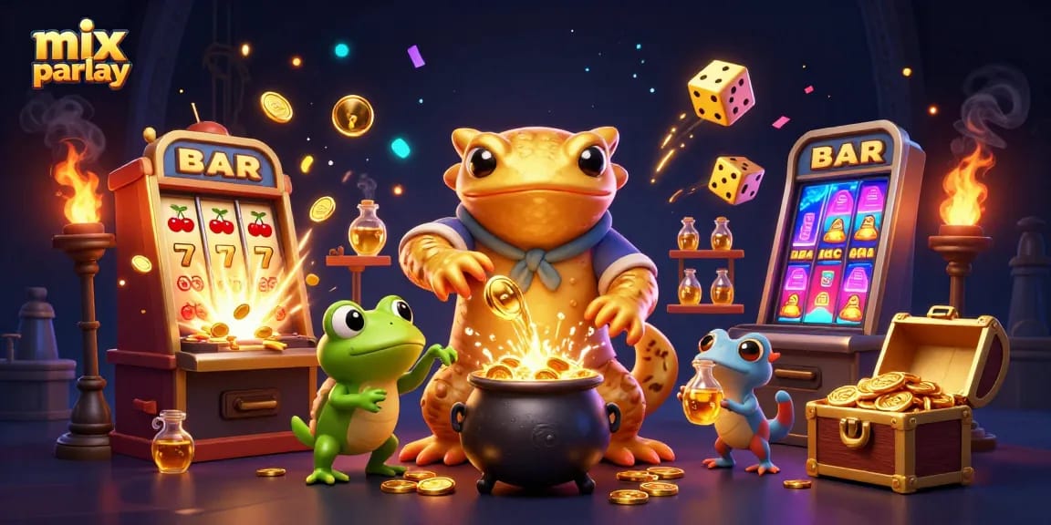 Experience thrilling mix parlay strategies with the dynamic casino scene featuring golden alchemist characters.