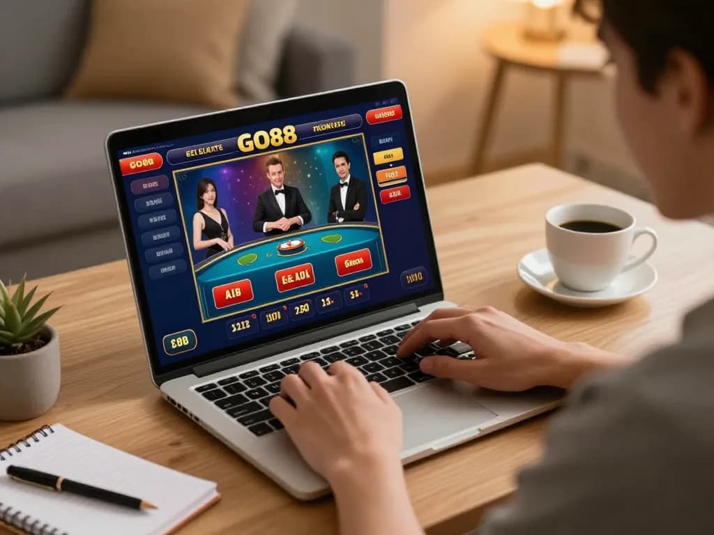 Experience advanced live dealer gaming at GO88, showcasing players engaging with an interactive online casino.