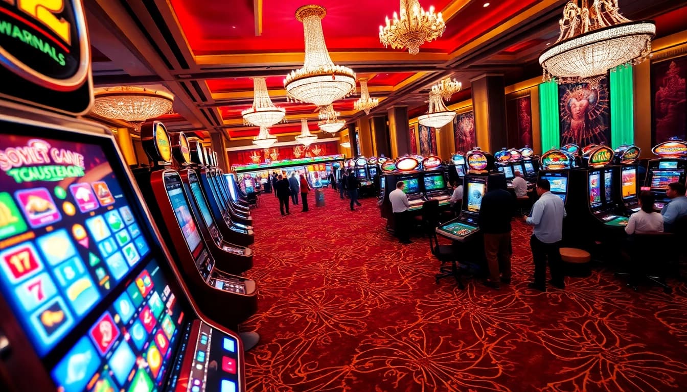 Main attraction of landaktoto casino filled with vibrant gaming scene and players enjoying.