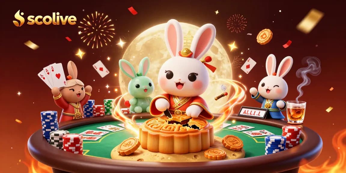 Socolive elevates poker action with enchanting scenes featuring moon rabbits and vibrant casino elements