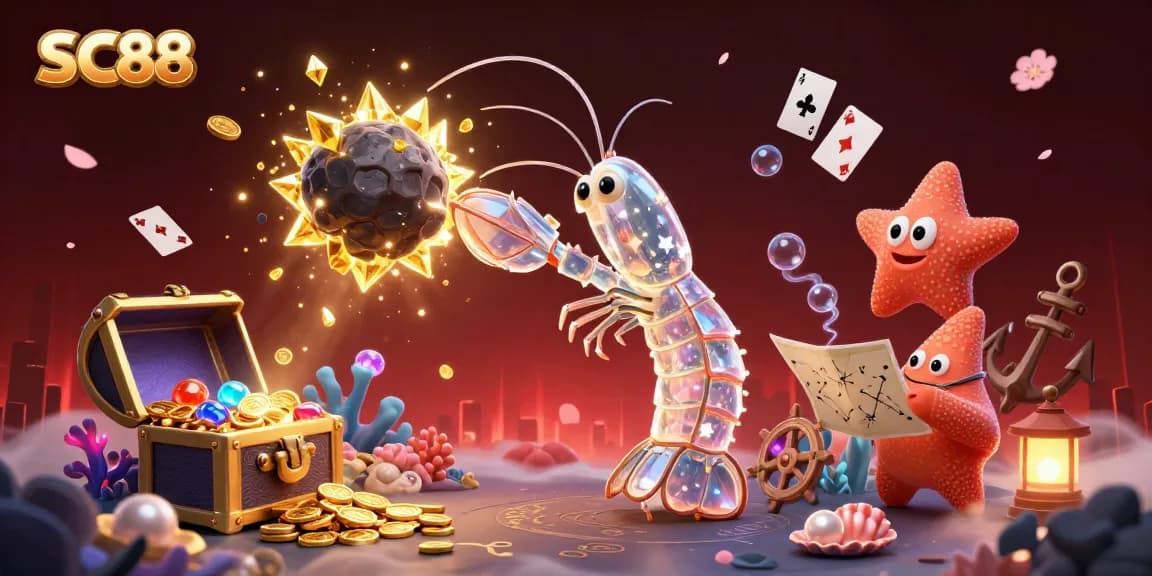 Experience thrilling action with SC88 as a galactic samurai mantis shrimp battles through an asteroid shower, uncovering treasures.