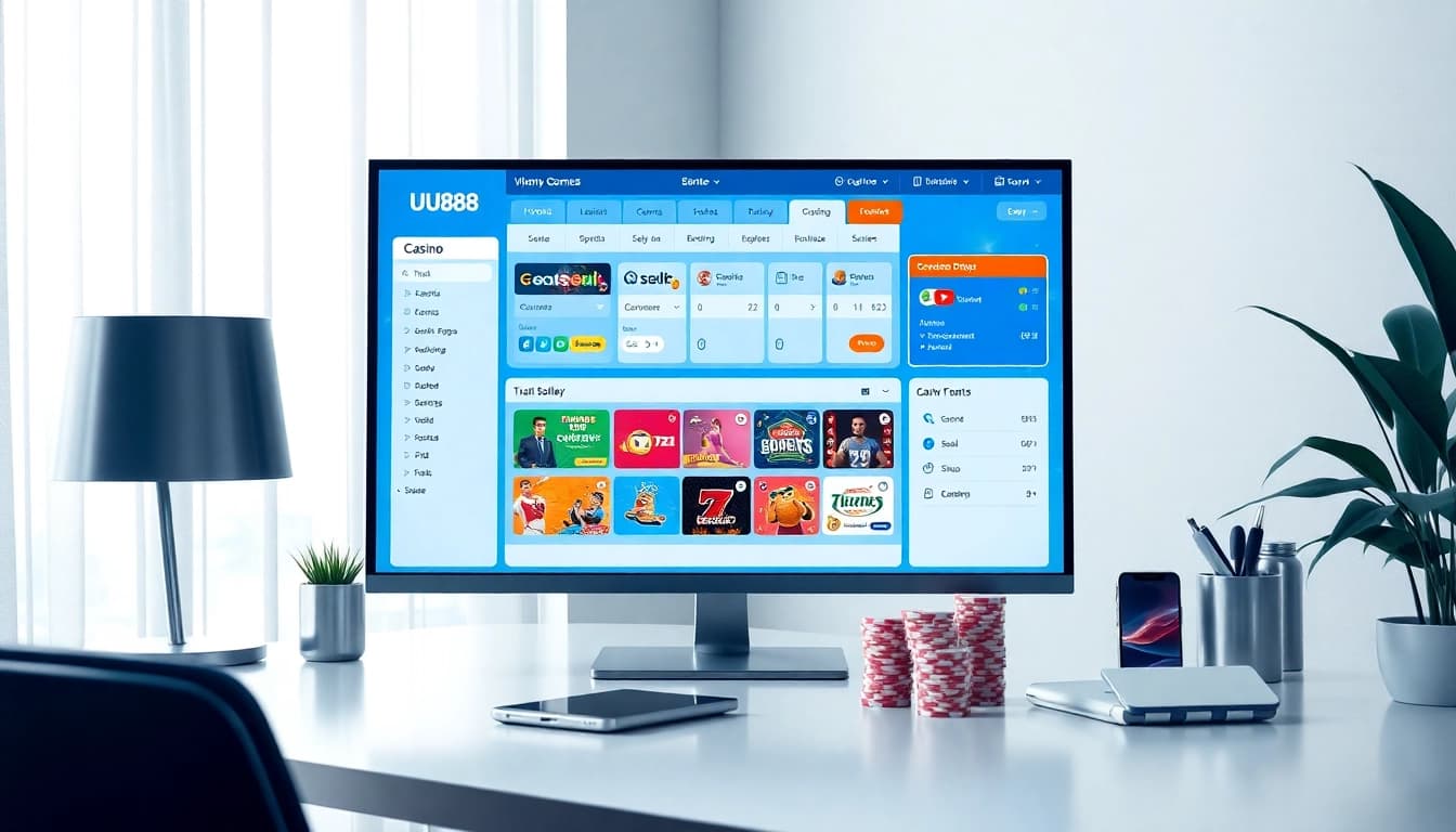Engaging view of the UU88 online betting platform interface highlighting casino games and sports betting.