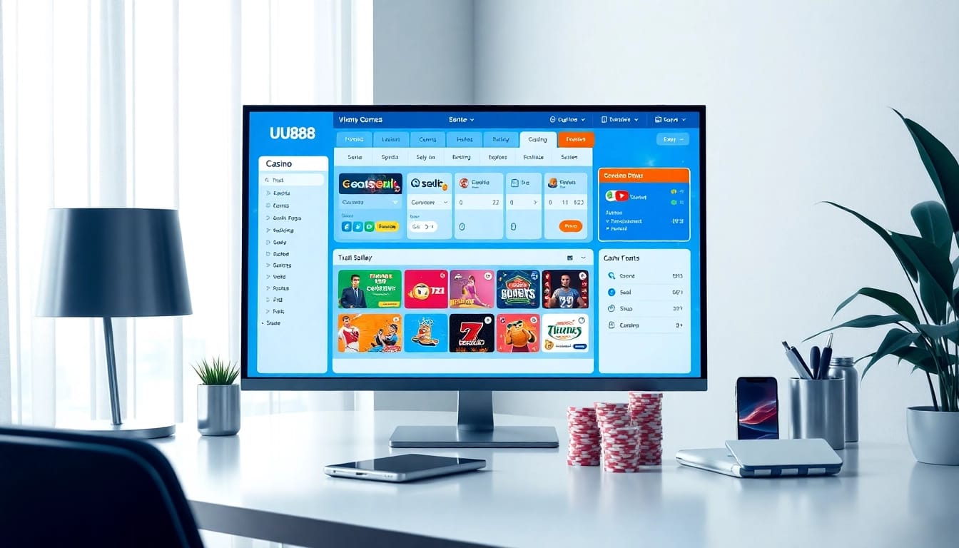 Engaging view of the UU88 online betting platform interface highlighting casino games and sports betting.