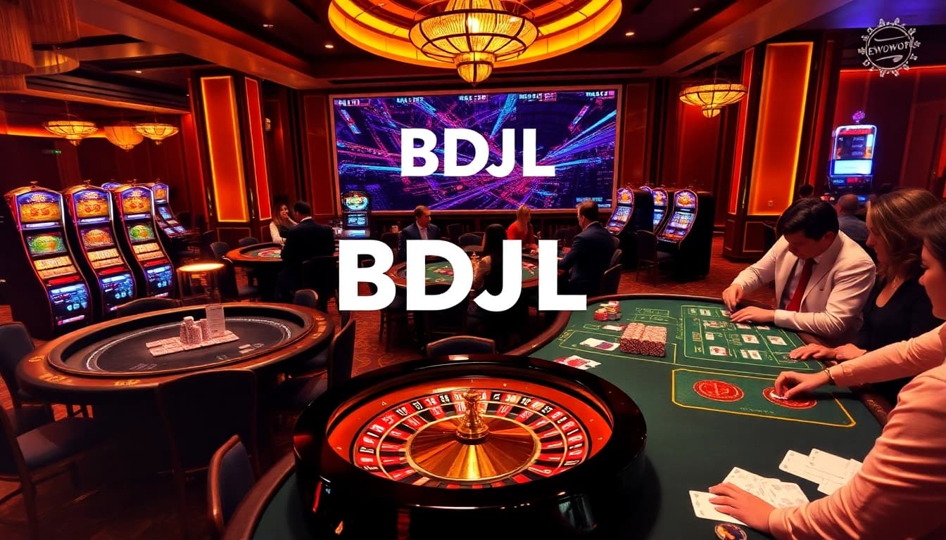 Engaged gamblers enjoying a high-stakes BDJL experience at an upscale casino table.