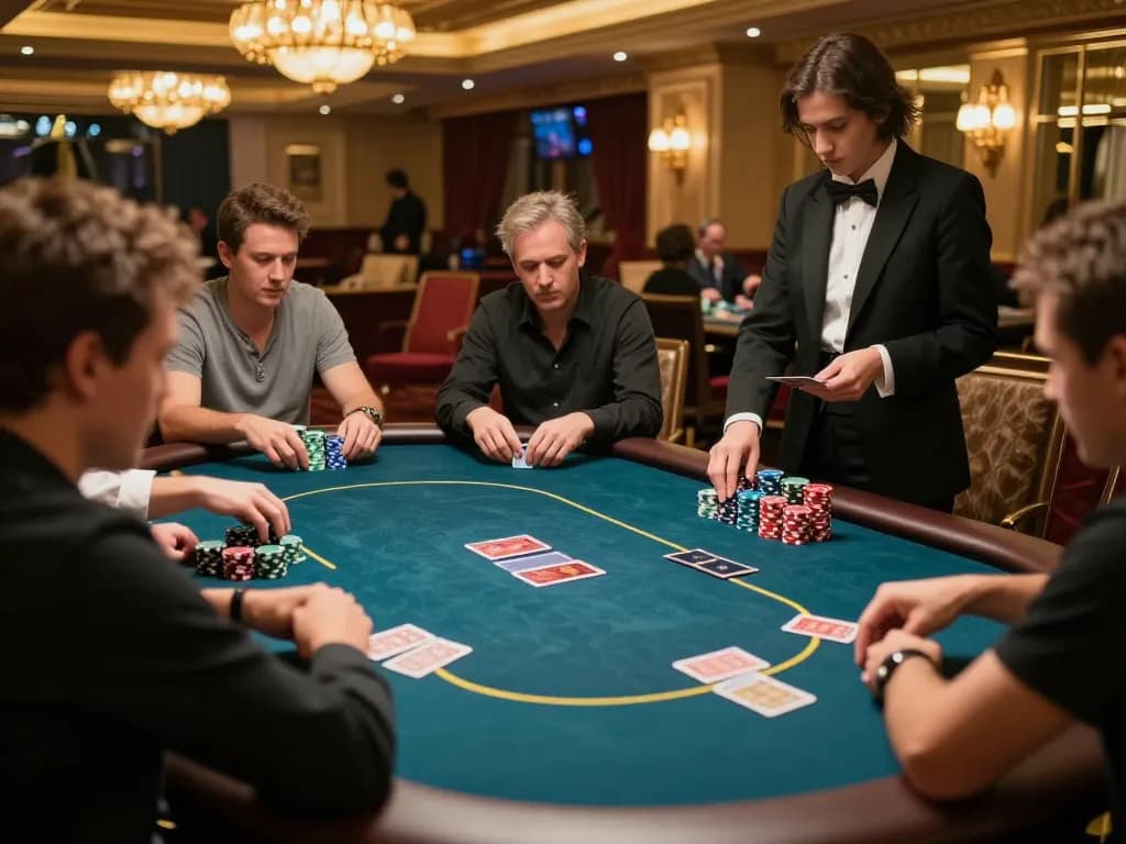 High-stakes poker action at MPOSPORT with serious players strategizing their bets while enjoying luxury ambiance.