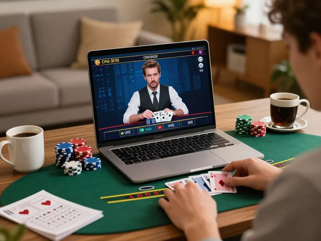 LGOGOAL player strategizing while enjoying live dealer blackjack at home.