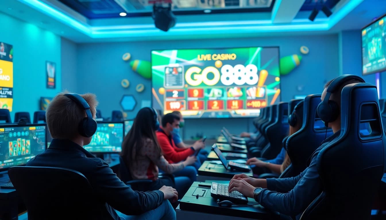 GO88 platform with diverse gamers enjoying online gaming experiences in a vibrant atmosphere.