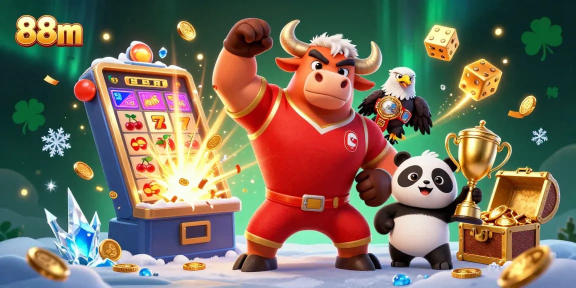 Spin the reels at 88m for thrilling jackpots in a vibrant casino setting filled with characters.