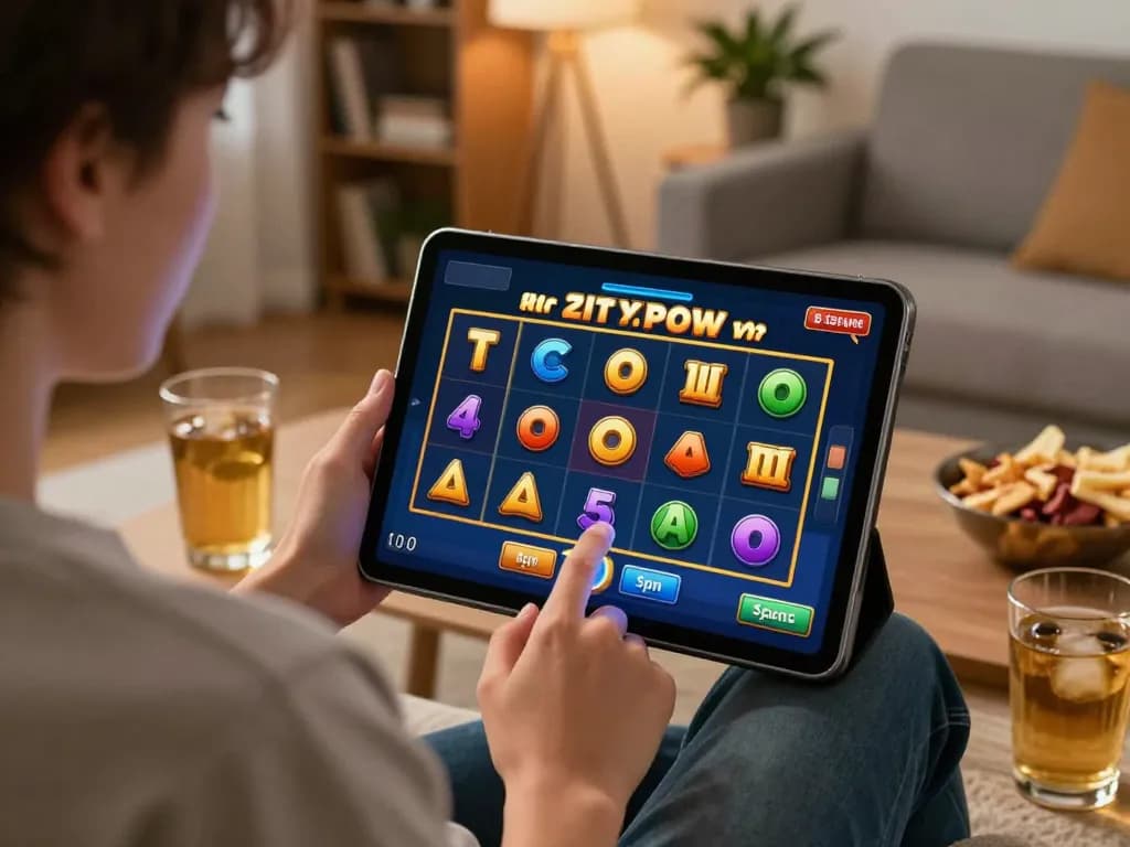 Experience engaging gameplay with slot pulsa while spinning reels on a tablet at home.