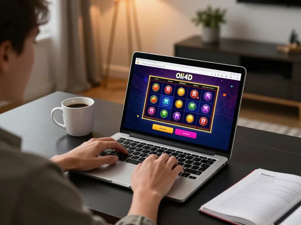 Sign in to Oli4D login for an exciting slot game experience on a laptop