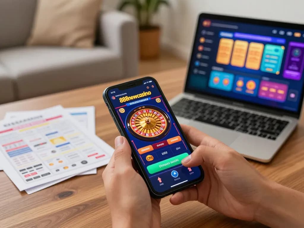 Engaging gameplay on 888newcasino app featuring roulette wheel in a cozy environment.