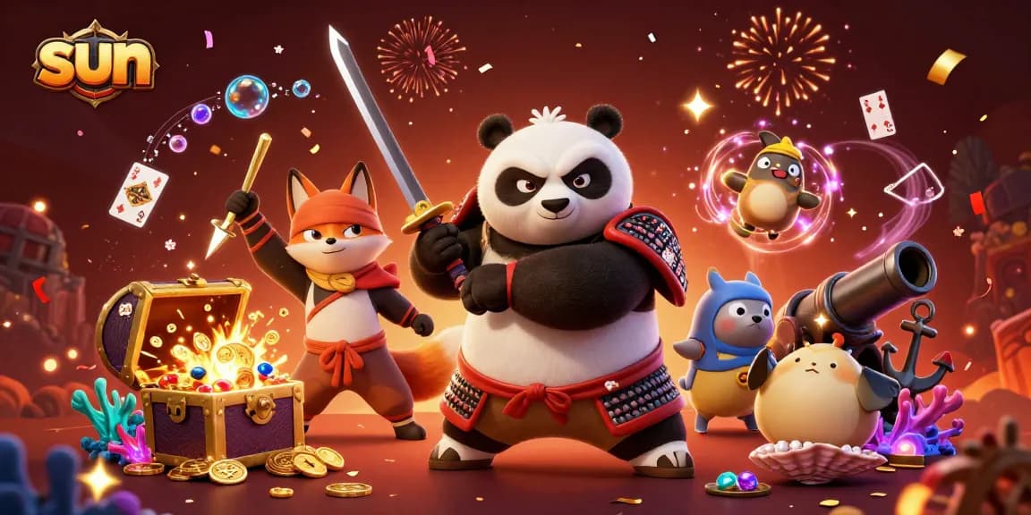 Experience thrilling casino action with the sun-themed panda samurai and dynamic gameplay elements.