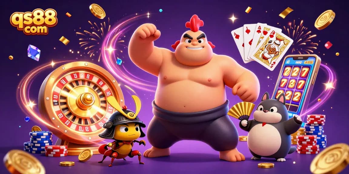 Experience thrilling action at qs88 com with an epic feat in this vibrant casino illustration.