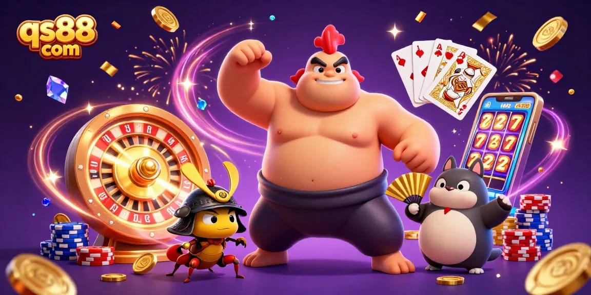 Experience thrilling action at qs88 com with an epic feat in this vibrant casino illustration.