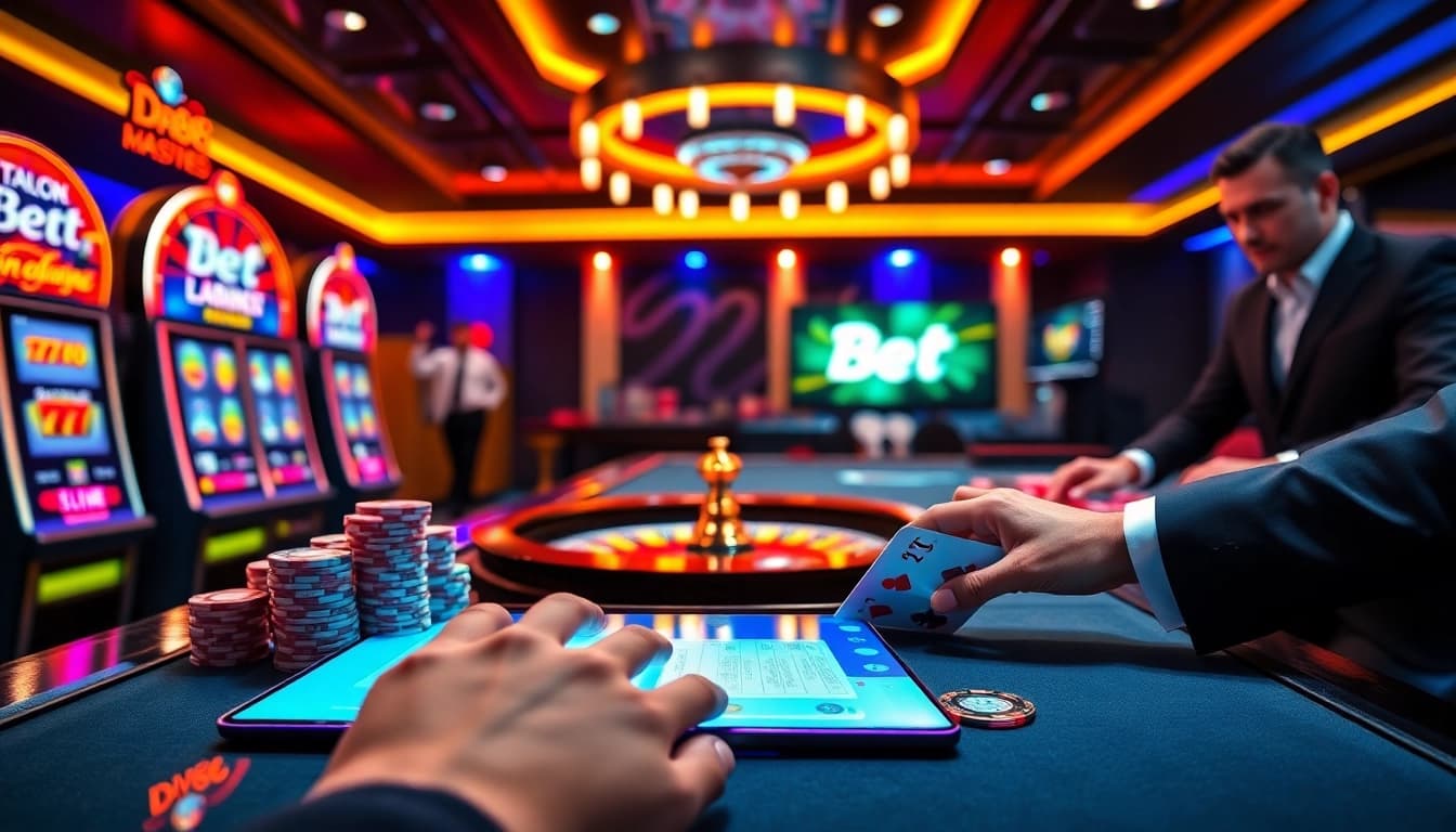 Placing strategic bets on DR88 Bet touchscreen with live dealer and casino games in luxury setting